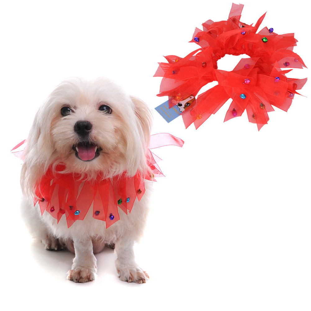 Pet Costume-American Independence Day Pet decoration magenta ribbon neck girth dog holiday decorations - Image 6